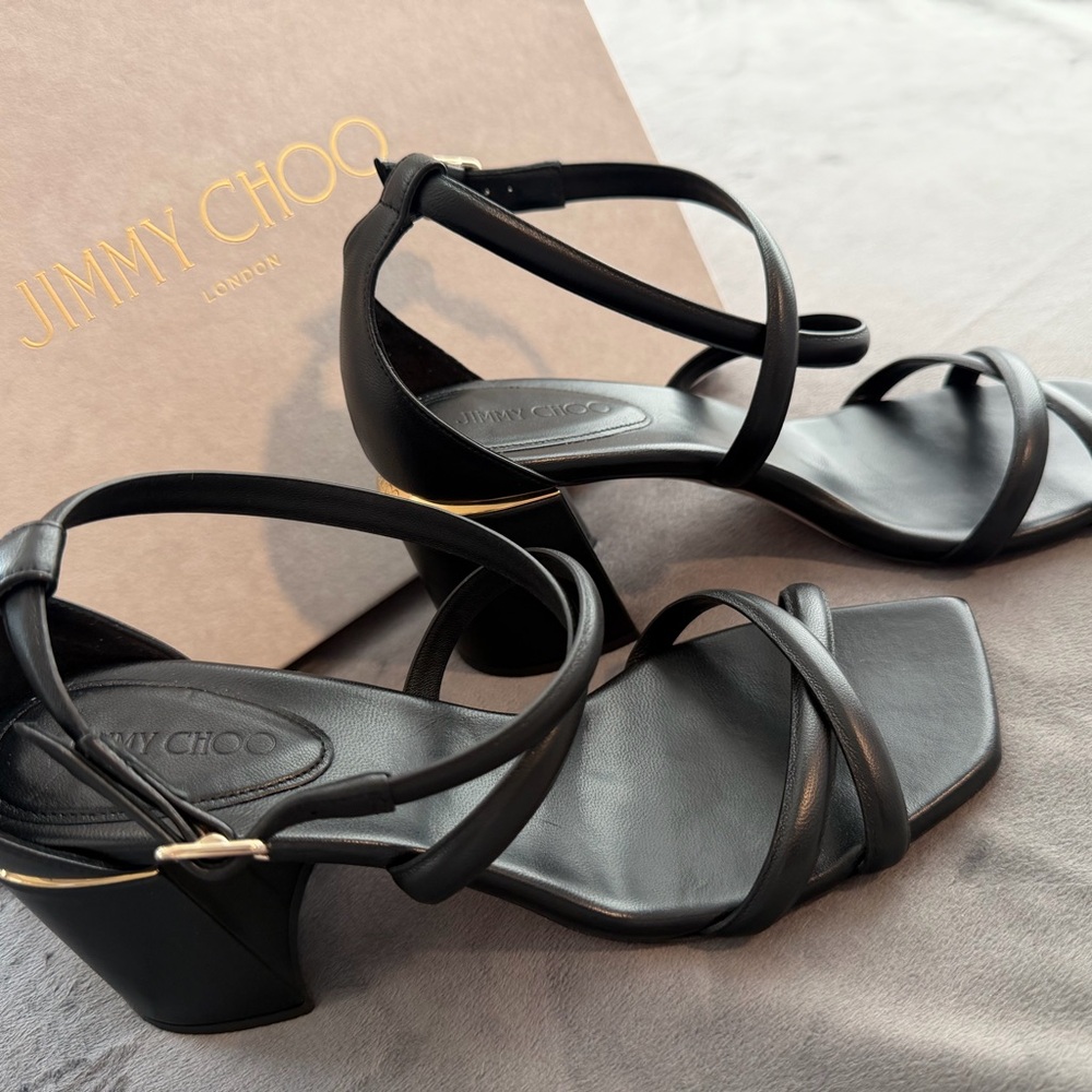 Jimmy Choo Black Heels with Gold Accent - NWB